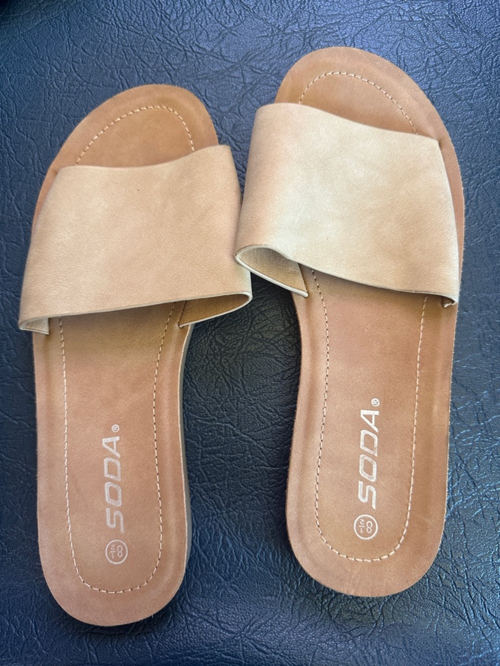 Soda Women's Light Tan Slide Sandals
